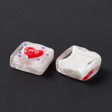 10pcs Square Lampwork Beads with Heart Pattern For Jewelry DIY Making