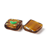 10pcs Square Lampwork Beads with Heart Pattern For Jewelry DIY Making