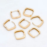 10pcs 18K Square Huggie Earrings 15mm, Brass Hoop for DIY Jewelry Making