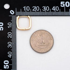 10pcs 18K Square Huggie Earrings 15mm, Brass Hoop for DIY Jewelry Making