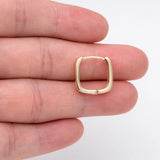 10pcs 18K Square Huggie Earrings 15mm, Brass Hoop for DIY Jewelry Making
