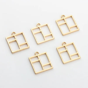 10pcs Hollow Golden Pendant Bases for DIY Jewelry Making
