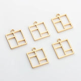 10pcs Hollow Golden Pendant Bases for DIY Jewelry Making