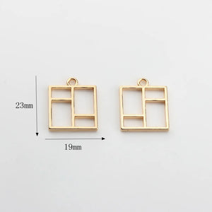 10pcs Hollow Golden Pendant Bases for DIY Jewelry Making
