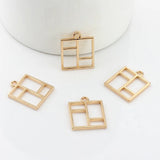 10pcs Hollow Golden Pendant Bases for DIY Jewelry Making