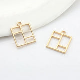 10pcs Hollow Golden Pendant Bases for DIY Jewelry Making
