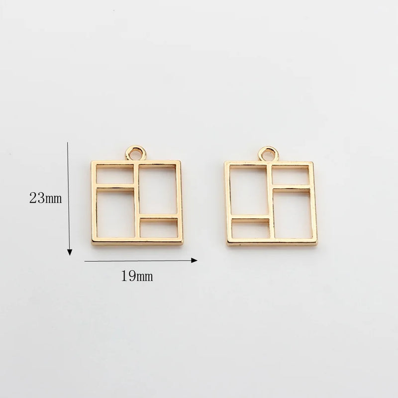 10pcs Hollow Golden Pendant Bases for DIY Jewelry Making