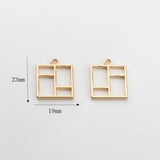 10pcs Hollow Golden Pendant Bases for DIY Jewelry Making