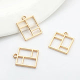 10pcs Hollow Golden Pendant Bases for DIY Jewelry Making