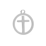 10pcs Stainless Steel Hollow Flower Cross Charm Pendants DIY Jewelry Making