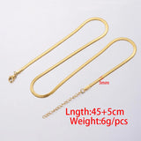 10pcs Stainless Steel 18k Flat Snake Bone Chain DIY Necklace Accessory