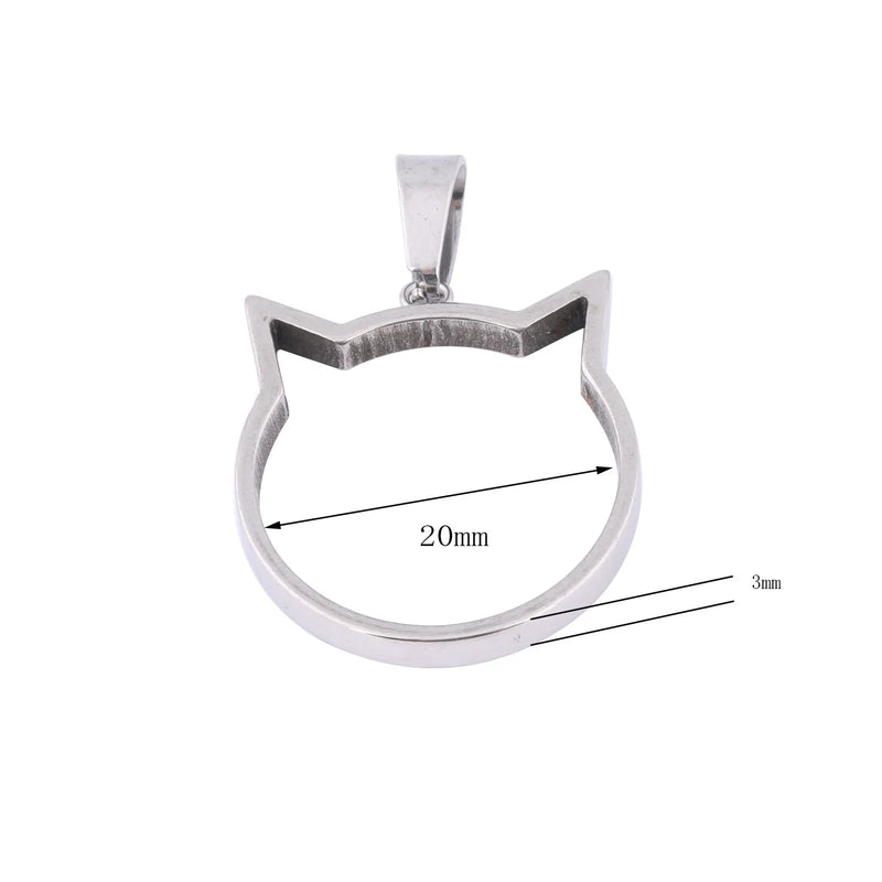 10pcs Cat Face Open Bezel Charms 20mm Set