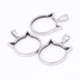 10pcs Cat Face Open Bezel Charms 20mm Set