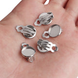 10pcs Stainless Steel Inner Round Bezel Ear Clip Tray