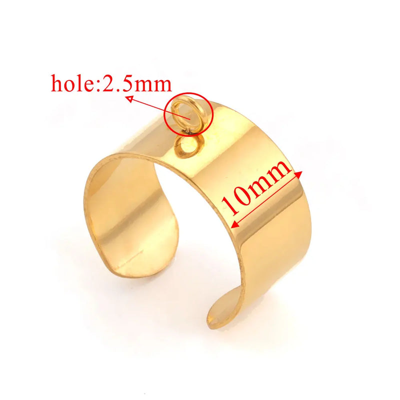 10pcs Stainless Steel Adjustable Blank Rings Setting For Ring Making