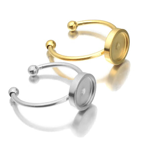 10pcs Stainless Steel Ring Settings Blank/Base 8/10/12mm Glass Cabochons,Buttons