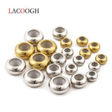 10pcs Stainless Steel Beads 6 8 10mm Stopper Spacer Beads Silicone Rubber Slider