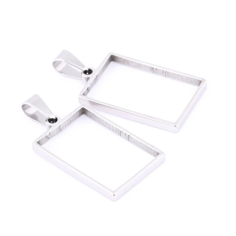 10pcs Stainless Steel Rectangle Bezel Charms for Resin Jewelry