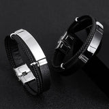 10pcs Stainless Steel Blank Leather Bracelet Metal Plate Engrave DIY Gift