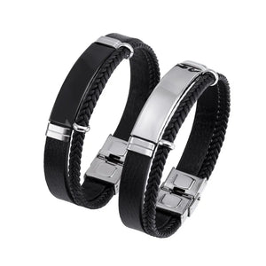 10pcs Stainless Steel Blank Leather Bracelet Metal Plate Engrave DIY Gift