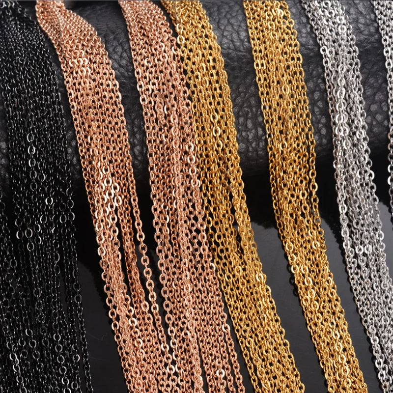 10pcs Stainless Steel Chains Necklace 1.5mm/2mm Men Women 4 colors DIY Jewelry
