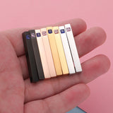 10pcs Stainless Steel Engraved Bar Charms Pendant Rectangle Tag Name Plate