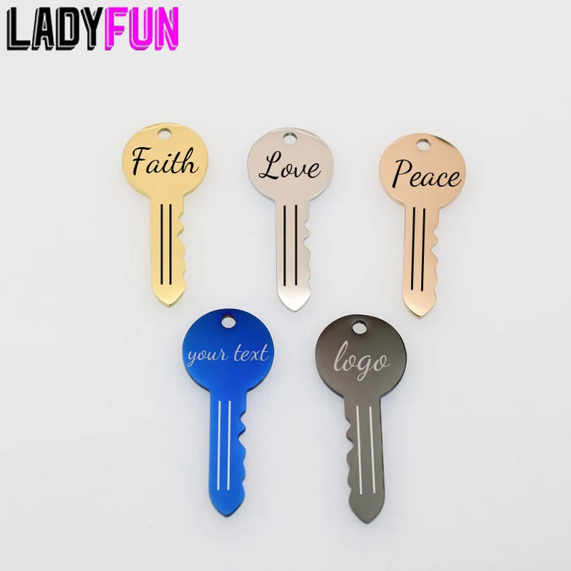 10pcs Stainless Steel Key Charms 17*25mm High Polish Mirror Surface