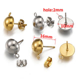 10pcs Stainless Steel Mushroom Ear Post DIY Earring Jewelry Accessories