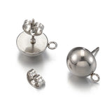 10pcs Stainless Steel Mushroom Ear Post DIY Earring Jewelry Accessories