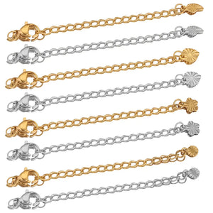 10pcs Stainless Steel Tail Chains with Lobster Clasps for Jewelry Making