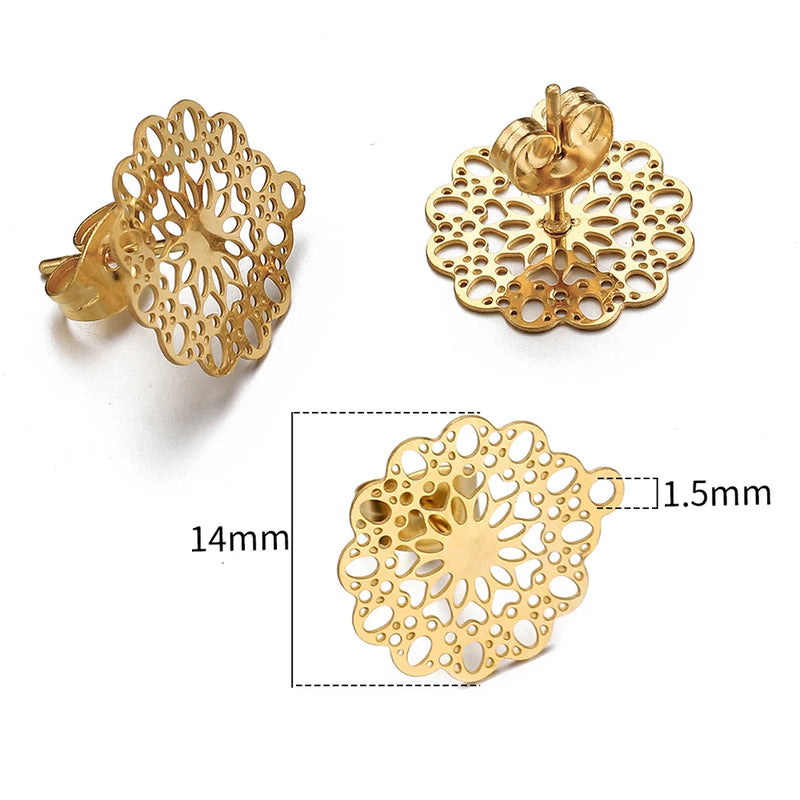 10pcs Flower Ear Studs Earring Base for Jewelry Making DIY