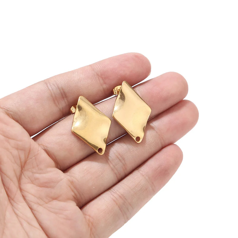 10pcs Geometric Earring Posts with Hole for DIY Earrings