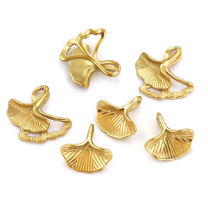 10pcs Ginkgo Leaf Pendants Stainless Steel DIY Jewelry Findings Charms
