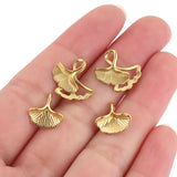 10pcs Ginkgo Leaf Pendants Stainless Steel DIY Jewelry Findings Charms