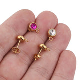 10pcs Stainless Steel Birthstone Crystal Earring Studs