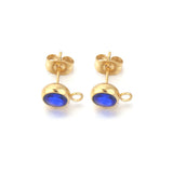 10pcs Stainless Steel Birthstone Crystal Earring Studs