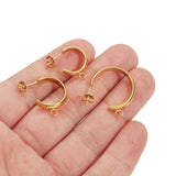 10pcs Stainless Steel C Shape Earring Hooks with Loop and Jump Ring