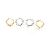 10pcs SS Huggie Earring Hooks w/ Loop Round Ear Post & Open Jump Ring