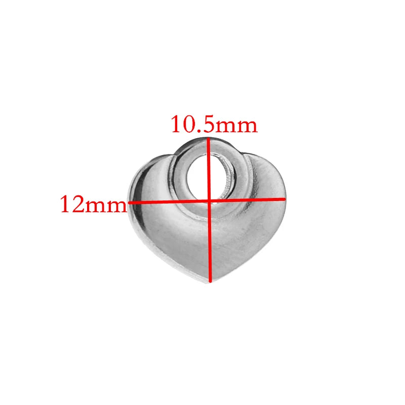 10pcs Heart Pendants Stainless Steel DIY Love Jewelry Making