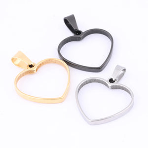 10pcs Stainless Steel Heart Bezel Charms for Resin Necklace Making