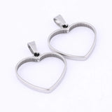 10pcs Stainless Steel Heart Bezel Charms for Resin Necklace Making