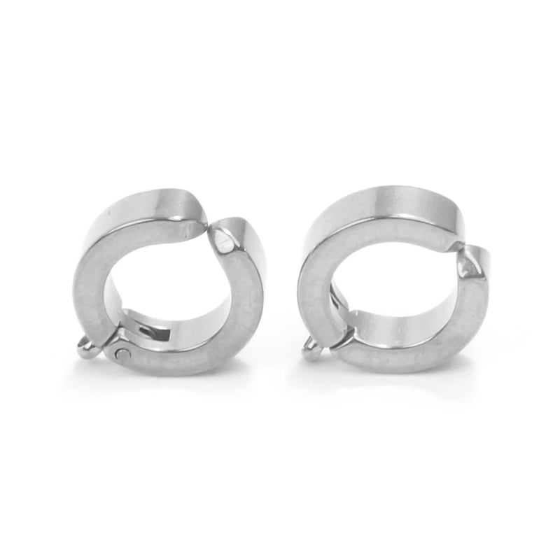10pcs Stainless Steel Clip on Earring Post Hooks with Loop Round Ear