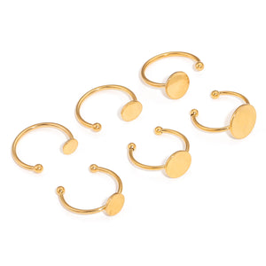 10pcs Stainless Steel Plated Ring Bezel Base Tray Cabochons Pad Fingerring Blank