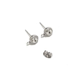 10pcs Stainless Steel Stud Earring Components with Clear Crystal Round Posts