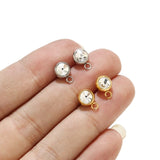 10pcs Stainless Steel Stud Earring Components with Clear Crystal Round Posts