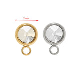 10pcs Stainless Steel Stud Earring Components with Clear Crystal Round Posts