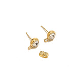 10pcs Stainless Steel Stud Earring Components with Clear Crystal Round Posts