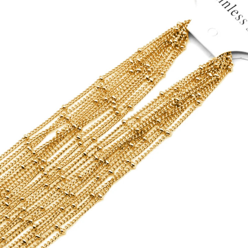 10pcs Stainless Steel 2mm Beads Chain Necklace Chains 18''20''22''24''