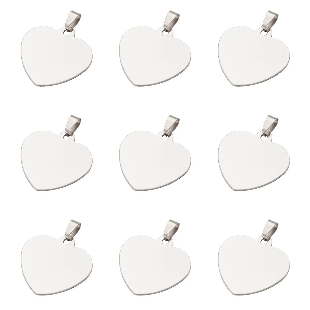 10pcs Heart Blank Stamping Tag Pendants DIY Jewelry Making