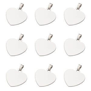 10pcs Heart Blank Stamping Tag Pendants DIY Jewelry Making
